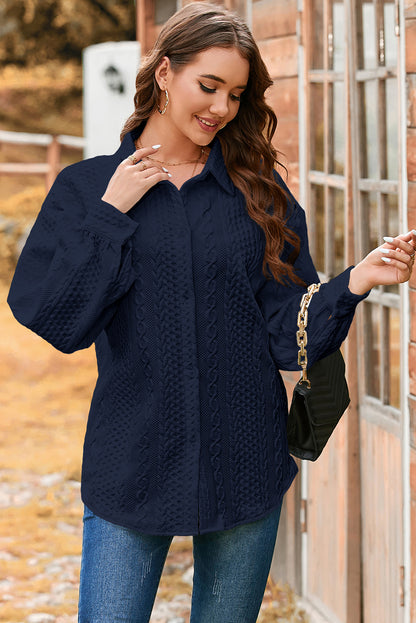 cable texture shacket