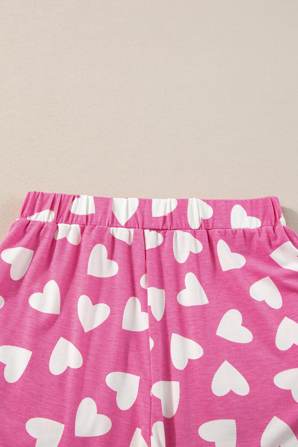 Heartfelt Pink Valentine's Day Lounge Set with Heart Print Top and Shorts