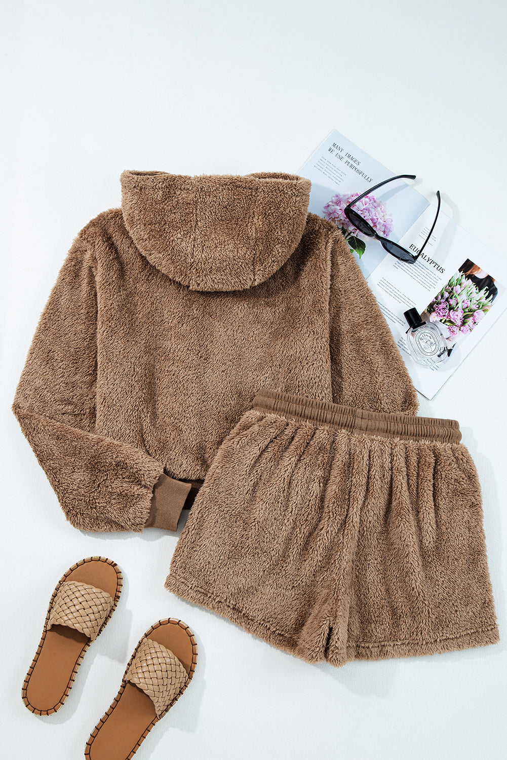 sherpa hoodie short set