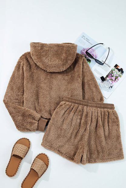 sherpa hoodie short set