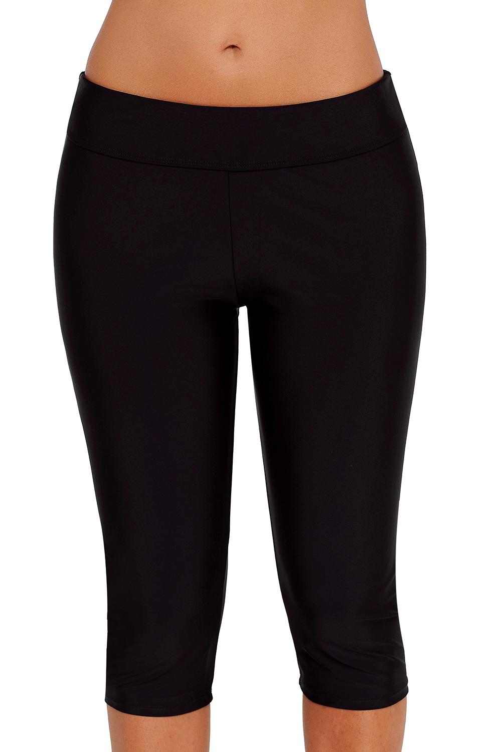 Black Capri Swim Tights for Women
