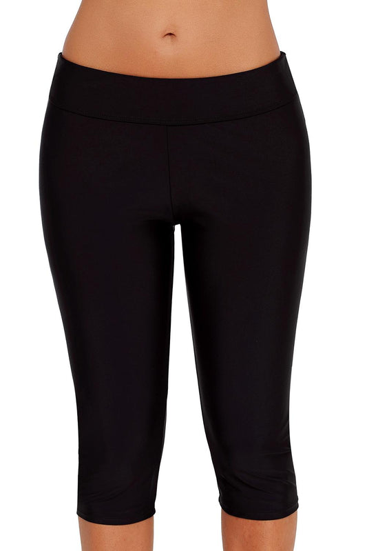 Black Capri Swim Tights for Women