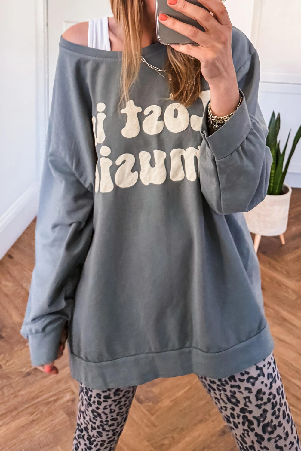 Medium Grey Lost In Music Oversized Sweatshirt