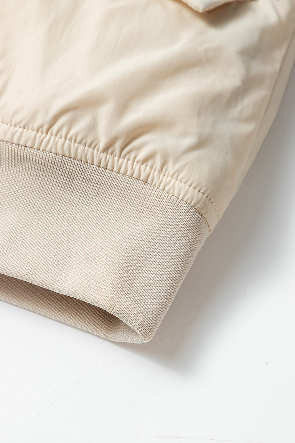 Apricot Zip-Up Puffer Jacket with Side Pockets