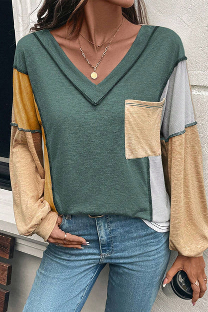 color block long sleeve top