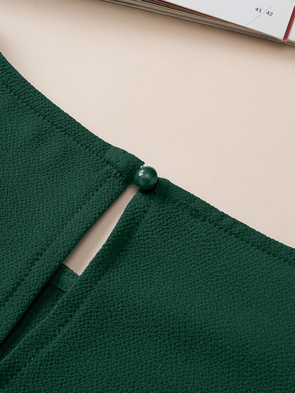 Blackish Green Plus Size Sequin Short Puff Sleeve Top