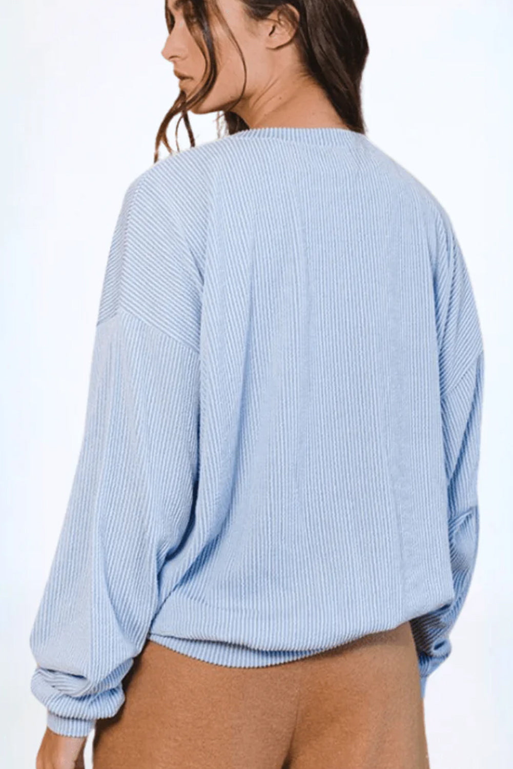 Beau Blue GOD IS LOVE/ SAVED BY GRACE Letter Print Twisted Ribbed Loose Top