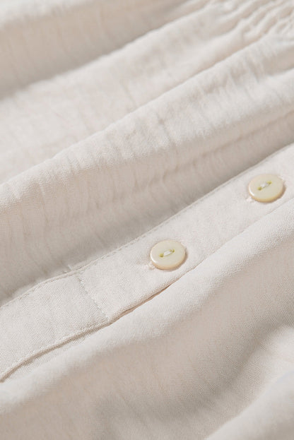 Apricot Frilled Sleeveless Top with Button Front Detail