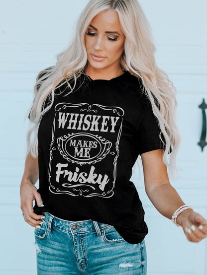 Frisky Vibes Black Whiskey Print Tee