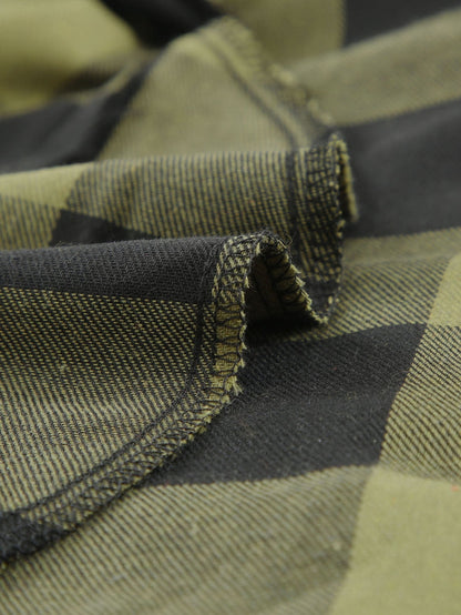 Green Plaid Button-Up Shirt Jacket