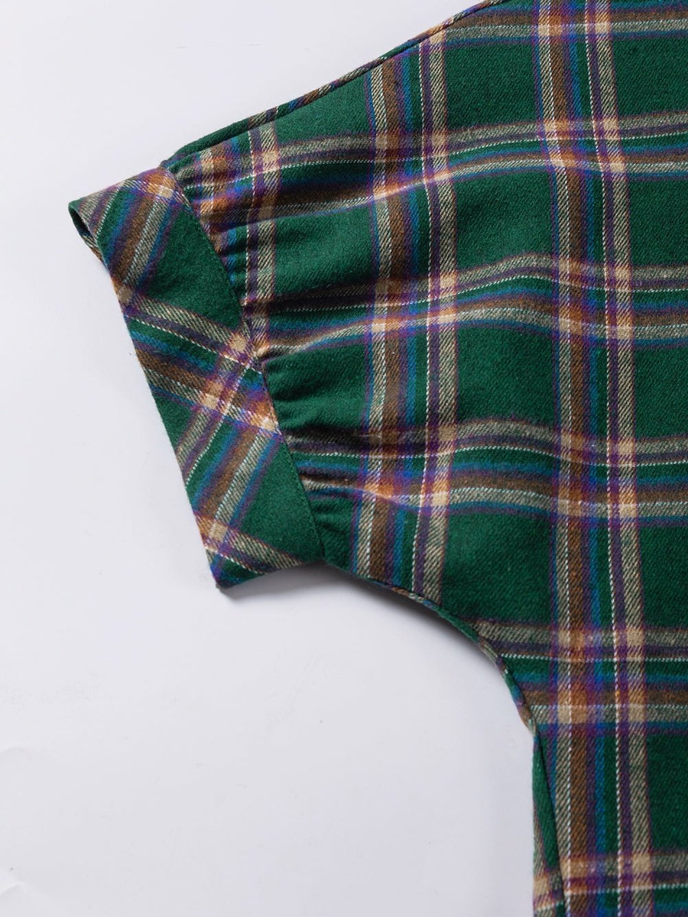 Green Plaid Oversized Tunic Shirt with Half Sleeves