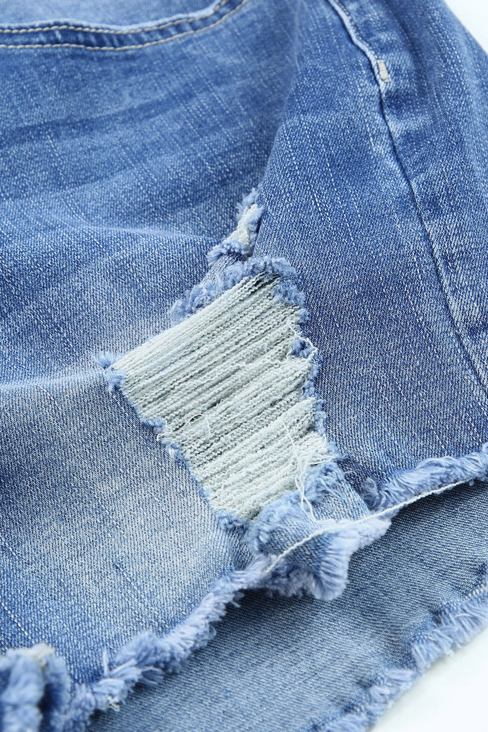 Sky Blue Quintuplicate Button Fly High Waist Plus Denim Shorts