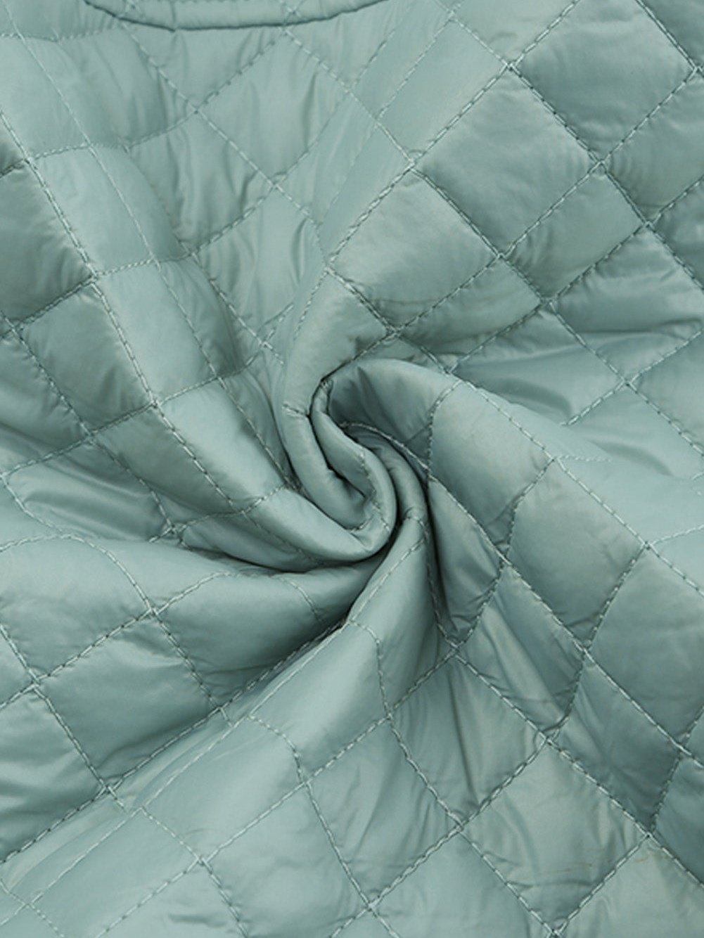 Green Quilted Zip-up Cropped Jacket with Chic Pockets