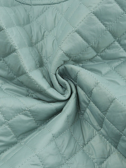 Green Quilted Zip-up Cropped Jacket with Chic Pockets