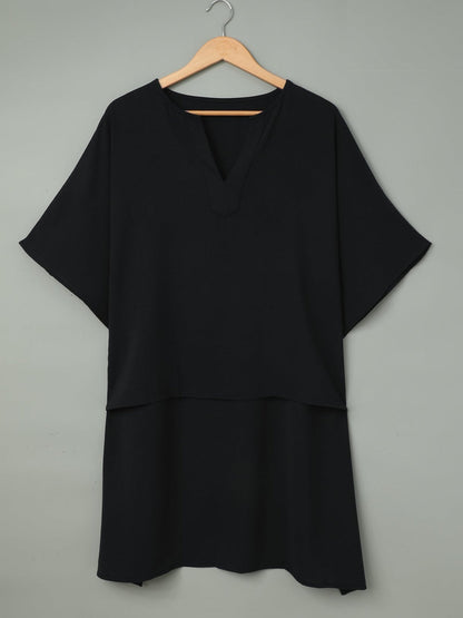 Elegant Black High Low Kimono Sleeve Top