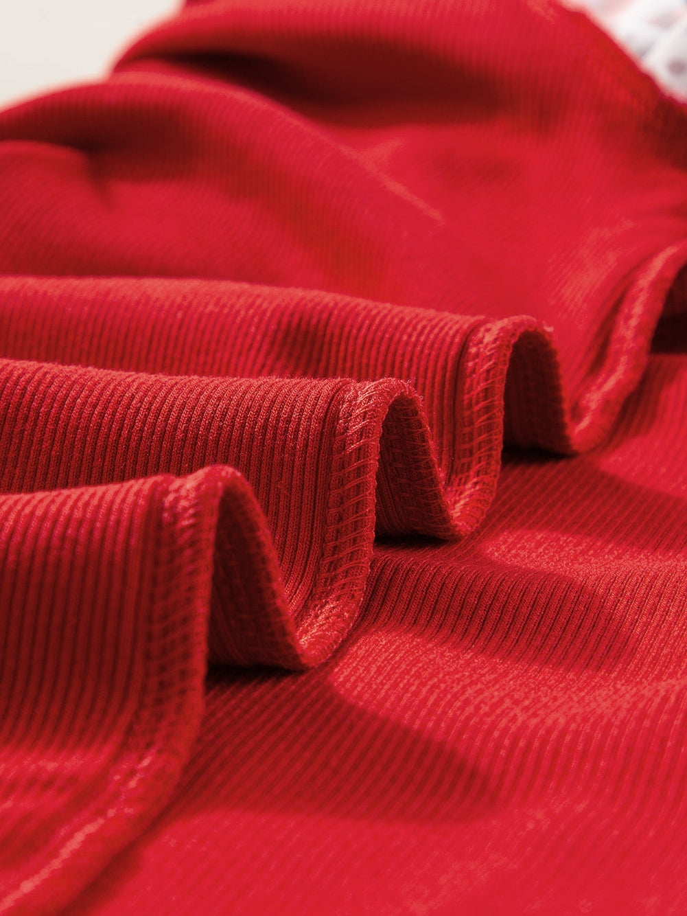 Festive Red Animal Print Lantern Sleeve Patchwork Top