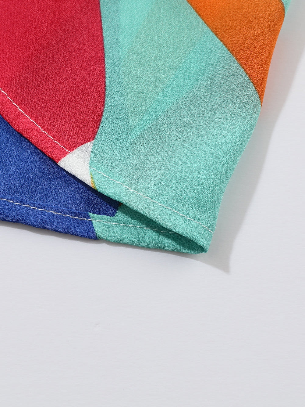 Vibrant Multicolor Abstract Print Plus Size Belted Shift Dress