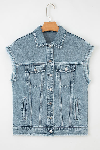 frayed denim vest