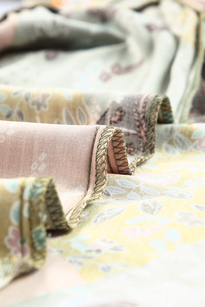 Green Floral Square Neck Boho Blouse