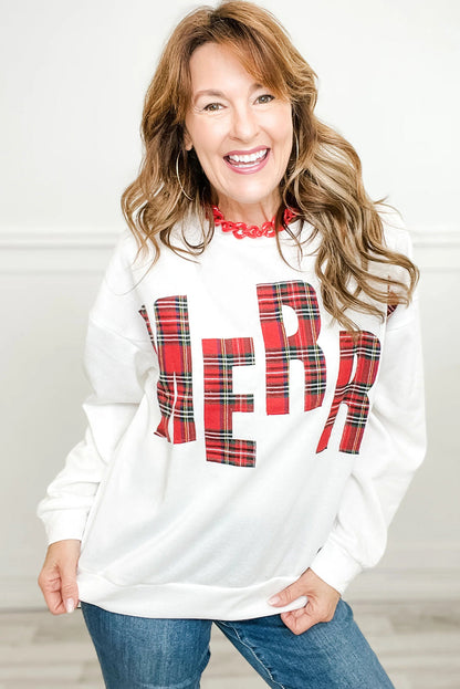 White Plaid MERRY Christmas Vacation Sweatshirt