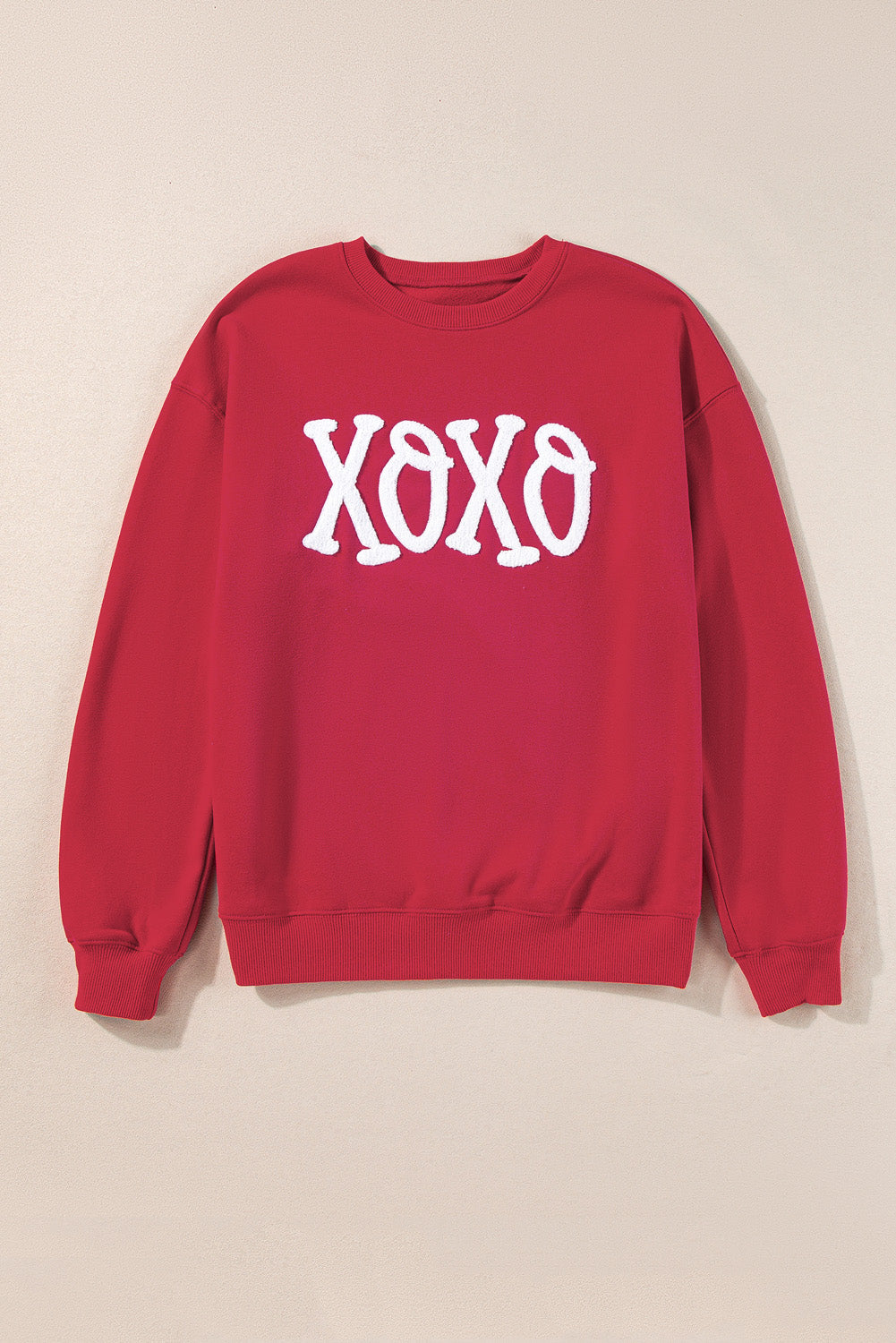 Festive Alphabet Graphic Casual Red Pullover Sweatshirt