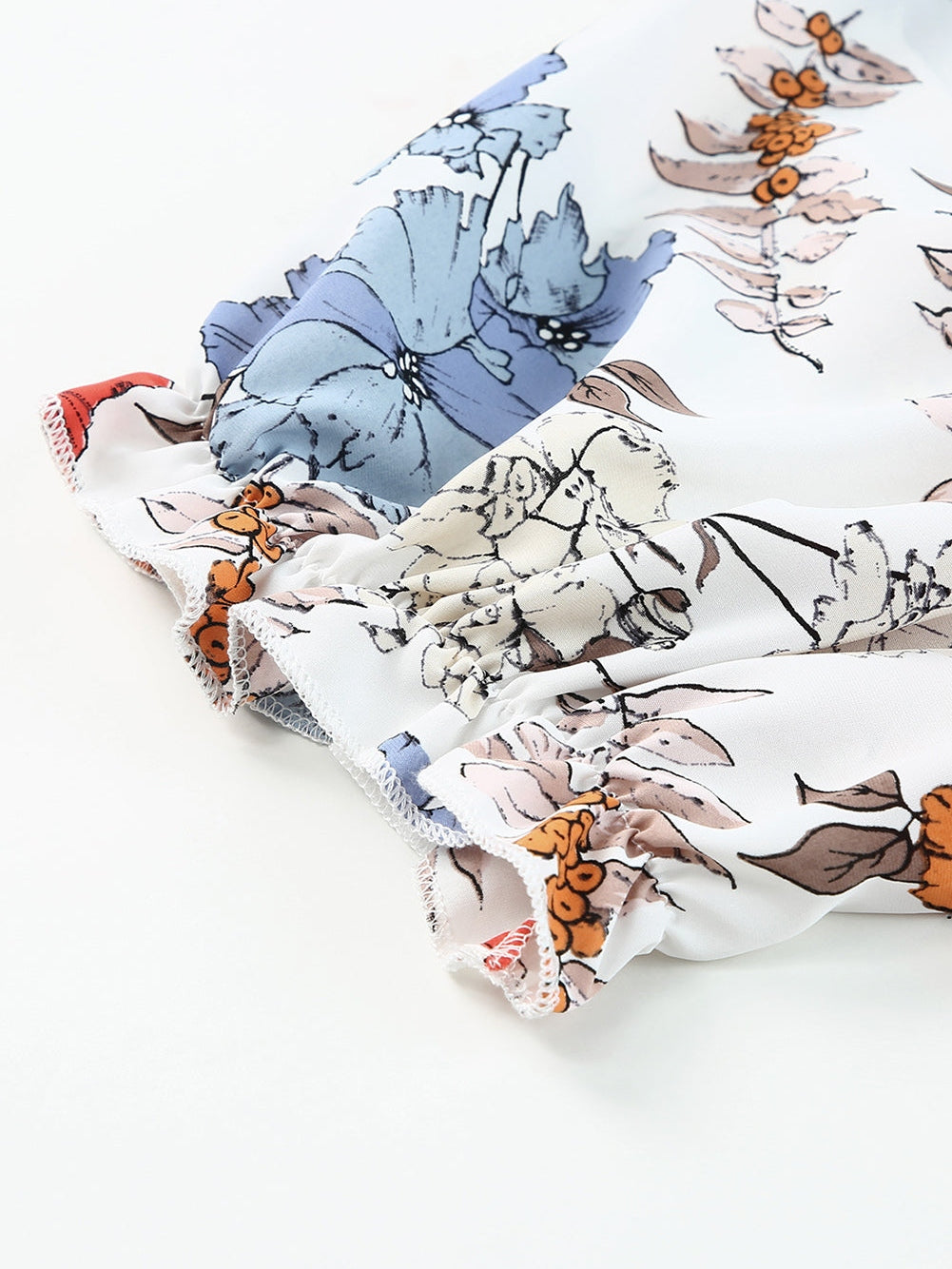 White Floral Smocked Flared Plus Size Dress