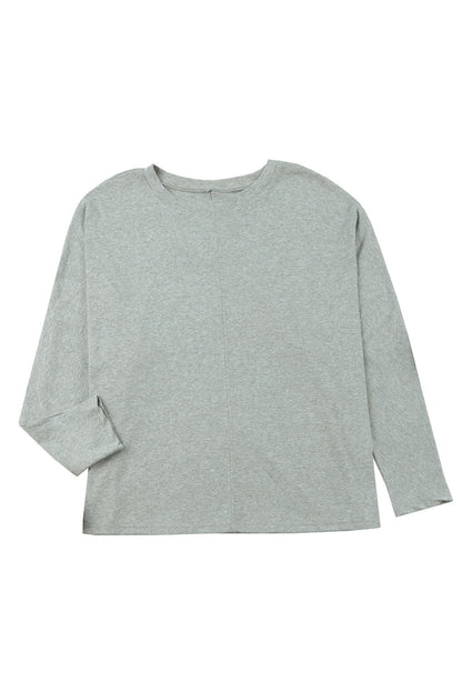 Cozy Gray Patchwork Long Sleeve Top