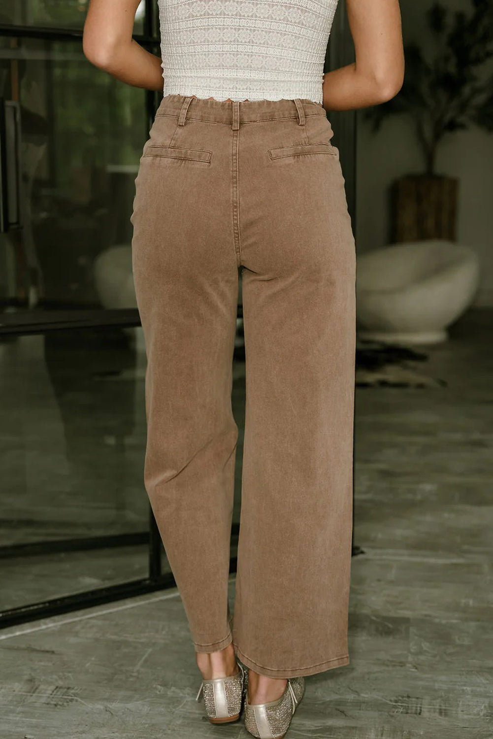 Smoke Gray Vintage Washed Patch Pocket Loose Jeans