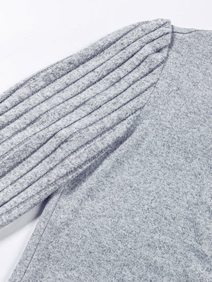 Elegant Gray Bishop Sleeve Knit Top