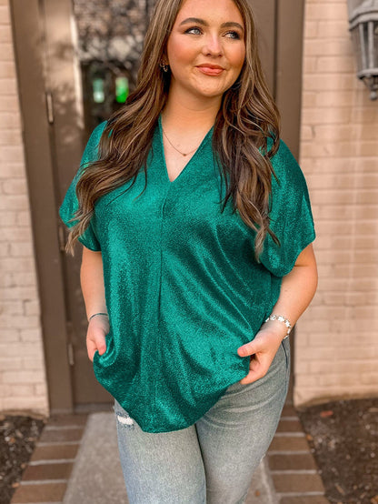 Glimmering Skobeloff V Neck Plus Size T-Shirt