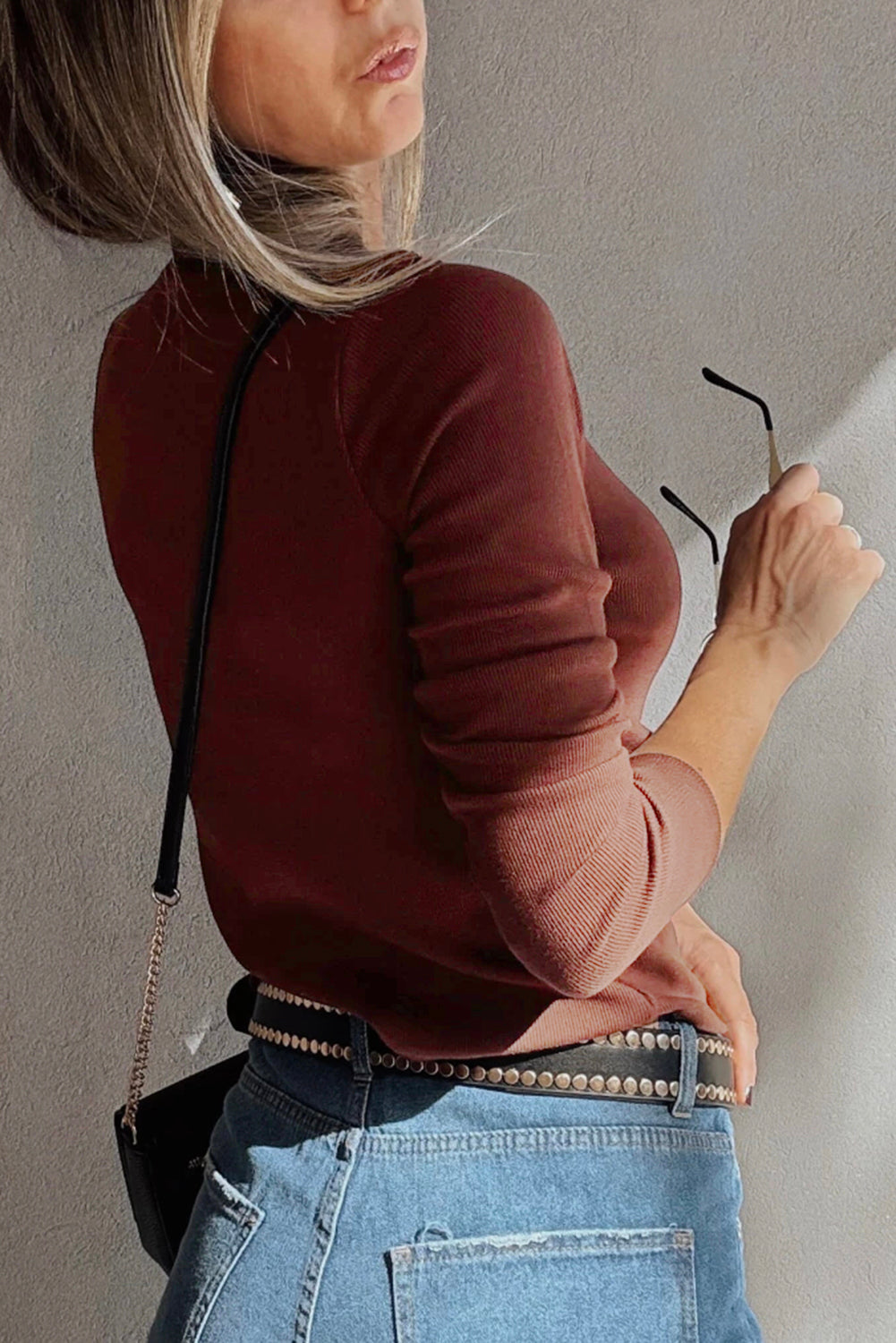 square neck long sleeve top