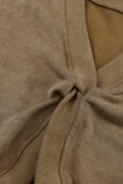 Khaki Twist Back Exposed Seam Oversized Pullover Sweatshirt