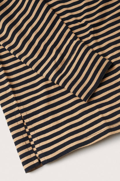 Black Stripe Side Splits Loose Fit Long Sleeve Top