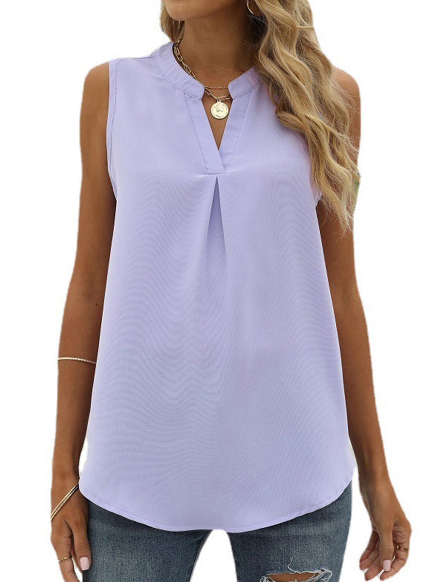 Tank Tops - Tops Solid Shirt Loose V-Neck Pullover Sleeveless Tank Top - MsDressly