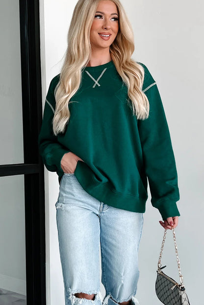 Skobeloff Contrast Stitched Detail Oversized Crewneck Sweatshirt