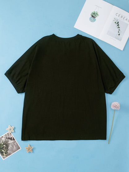 Chic Black Star Sequin Plus Size T-Shirt