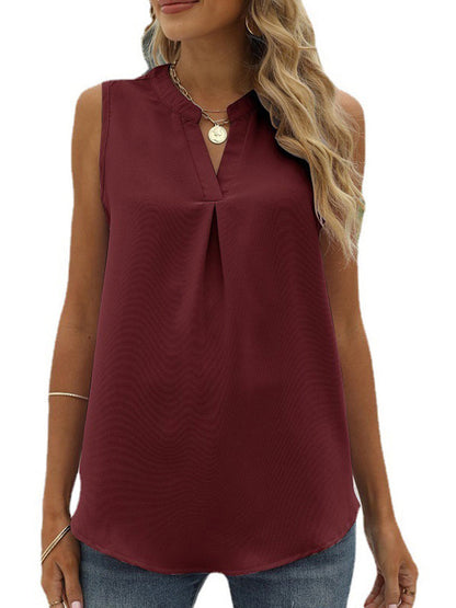 Tank Tops - Tops Solid Shirt Loose V-Neck Pullover Sleeveless Tank Top - MsDressly