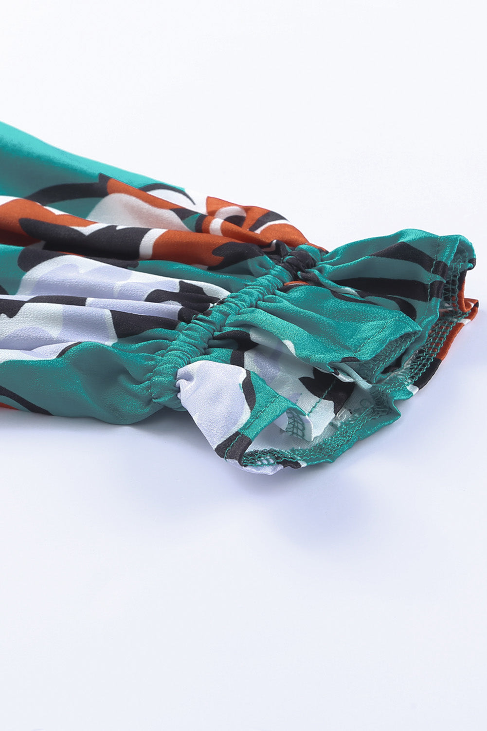 Floral Mock Neck Ruffle Sleeve Blouse