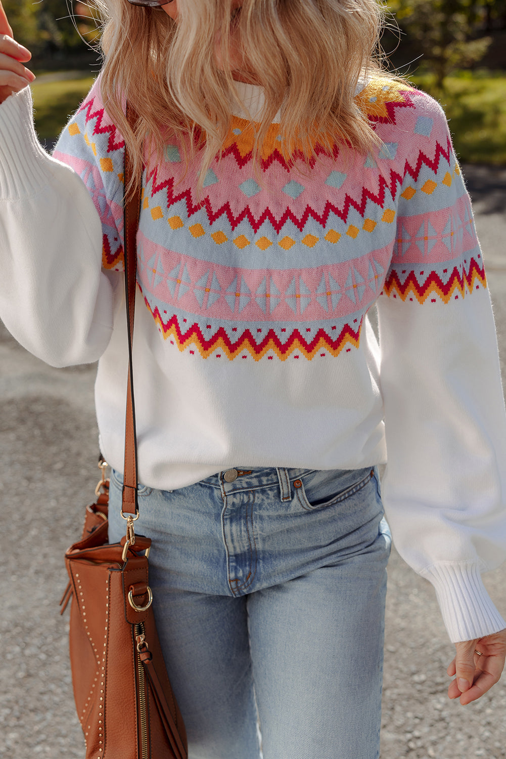 geometric print sweater