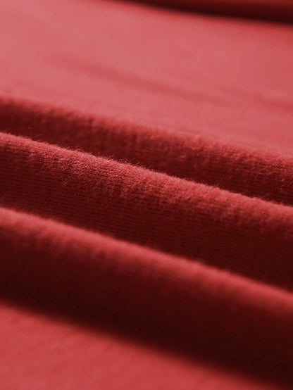 Fiery Red Crew Neck Patchwork Long Sleeve Casual Top