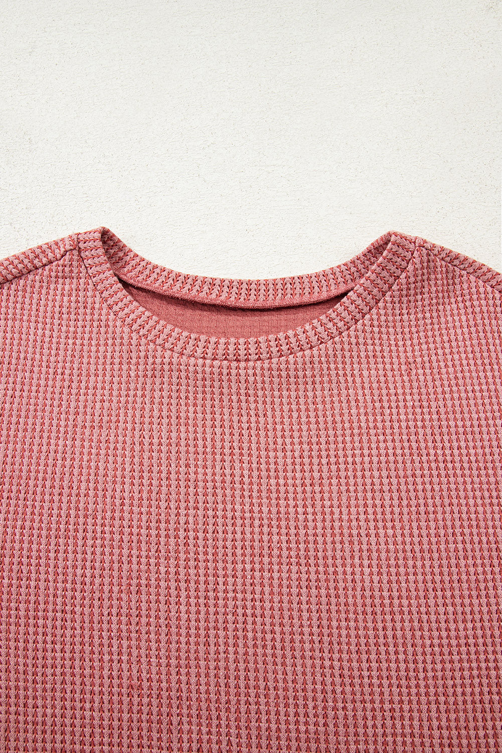 Mineral Red Textured Loose Pullover Top and Casual Short Two-piece Lounge Set