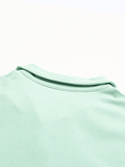 Green Zip Front Pullover Sweatshirt with Pockets