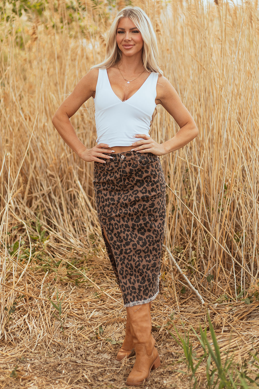 leopard midi skirt