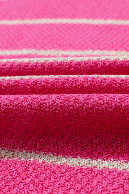 Yellow Striped Patchwork Knit Sweater for Plus Size Women