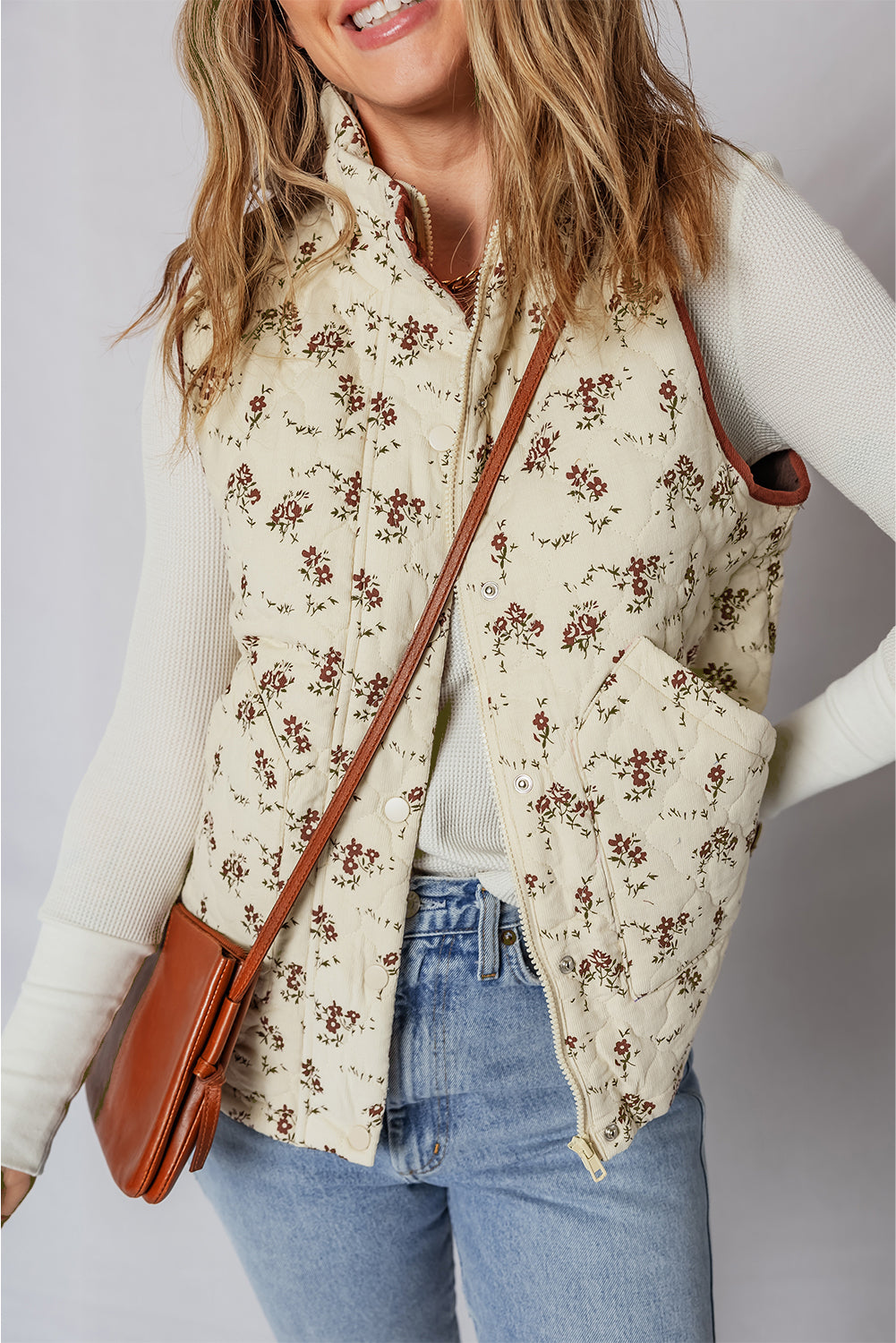 floral print vest