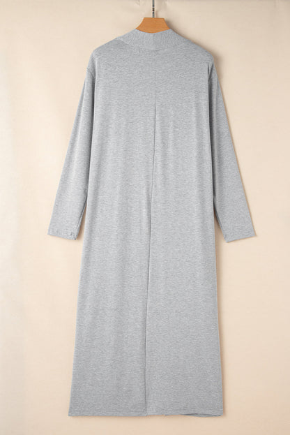 Light Grey Split Long Cardigan and Skinny Pants Lounge Set
