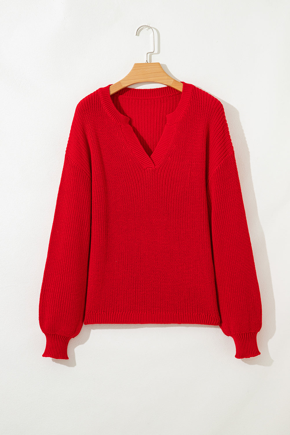 red v neck sweater
