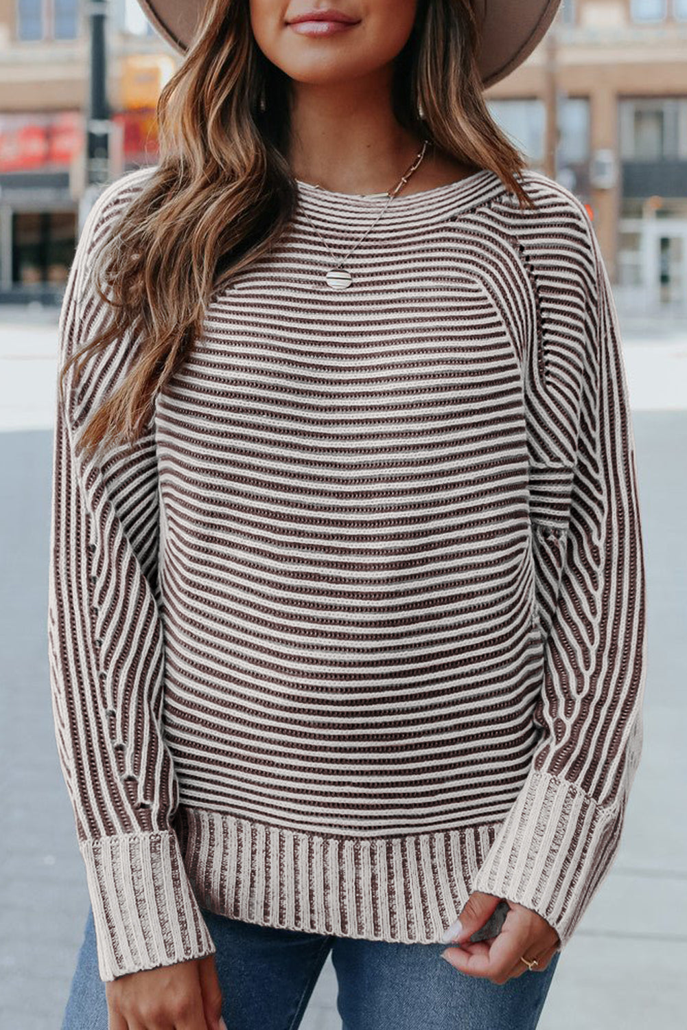 striped knit sweater