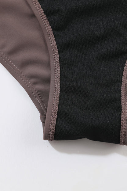 Coffee Brown Knotted Split Sheath Style Swim Dress