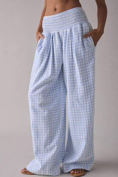 plaid print high waist pants